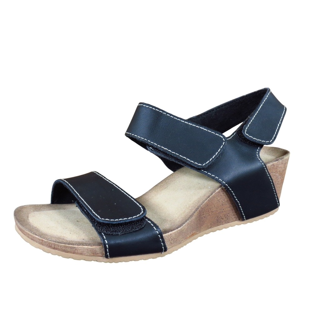 Clarks‎ Collection Alto Madi Women Wedge Sandal 5 Comfort Black Leather 26107127